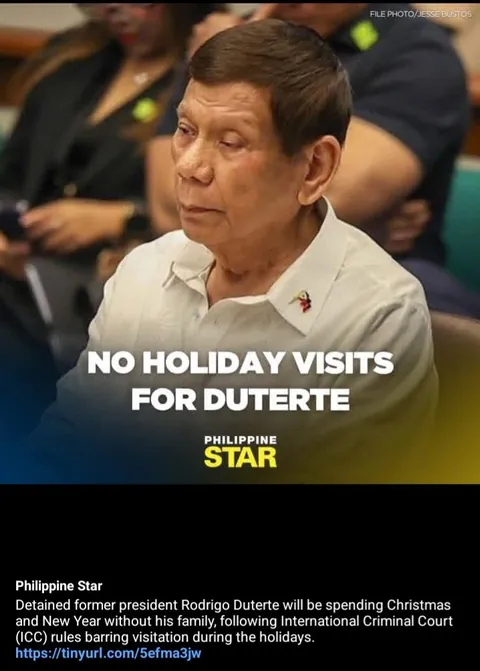 'No Christmas for Duterte' as ICC rules barring visitations during the holidays