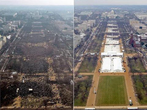 Picture comparing Barack Obama’s inauguration in 2009 to Donald Trump’s inauguration in 2017