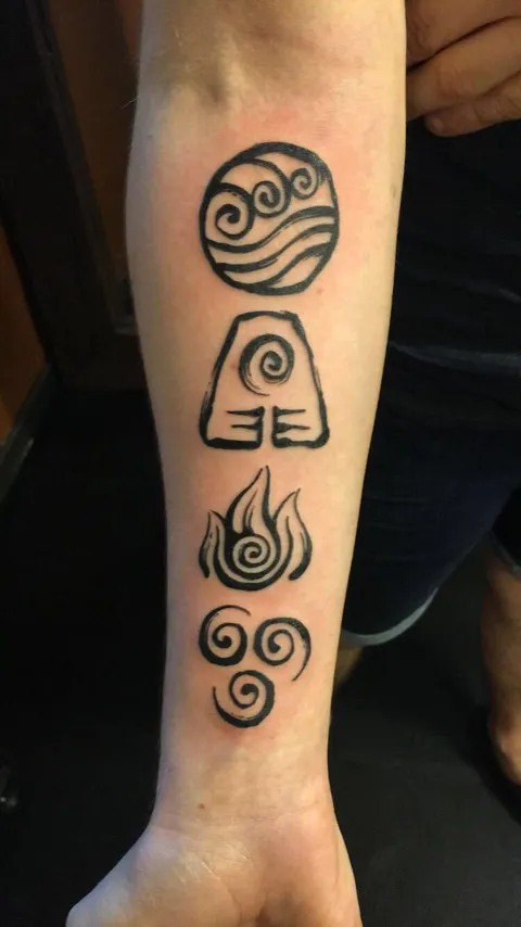 Avatar Element Symbols in brushstroke style. Sjoerd Elstak, Studio Oneness, Tilburg Netherlands