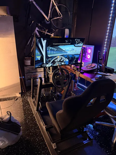 Basic two-car garage to a financial mistake I can hit golf balls and race in