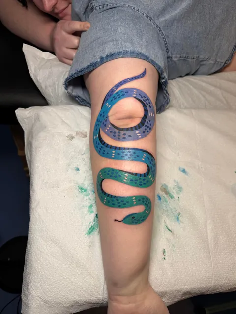 Hot and Cold Snakes done by Lauren Blair at Good Bug Tattoo in Portland, Oregon