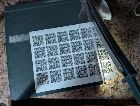 When using a guillotine paper trimmer, use an LED light underneath to aline the cut.