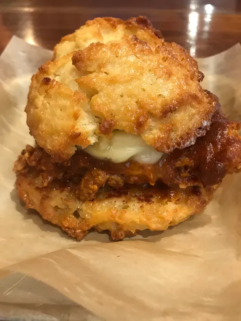 Hot chicken honey butter biscuit [OC]