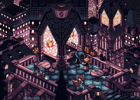 Pixel Art of a Gothic Cafe, By Me
