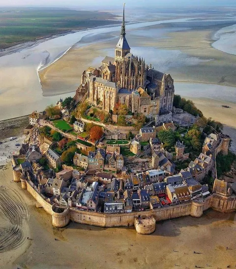 Mont Saint-Michel in Normandy, France, started in the 12th cent. (1080x1233)