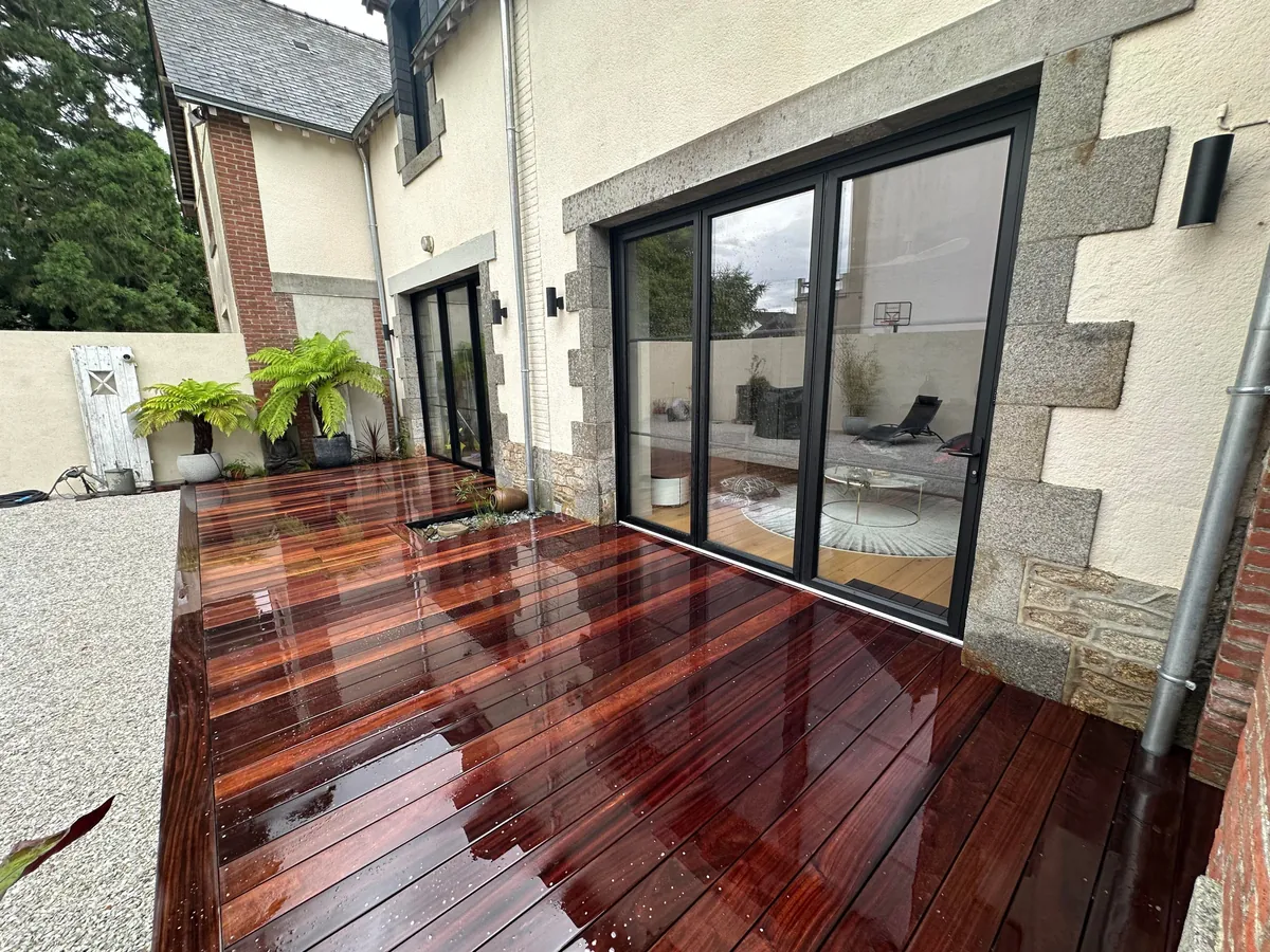 Wanted French doors and a beautiful deck, so I gave myself a task. Results after many, many weekends. 