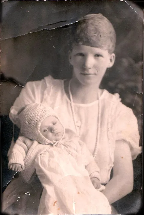 A Minnesota woman, Lempi Raattama, and her baby son, Minnesota, circa 1924.