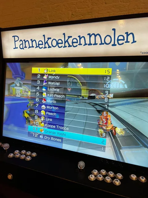 Found a switch 1 hidden inside an arcade cabinet in a Dutch restaurant - it only play MK8 with arcade fight stick-like controls