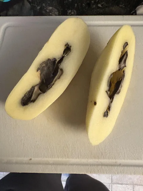 Just peeled a potato and sliced it in half to begin dicing