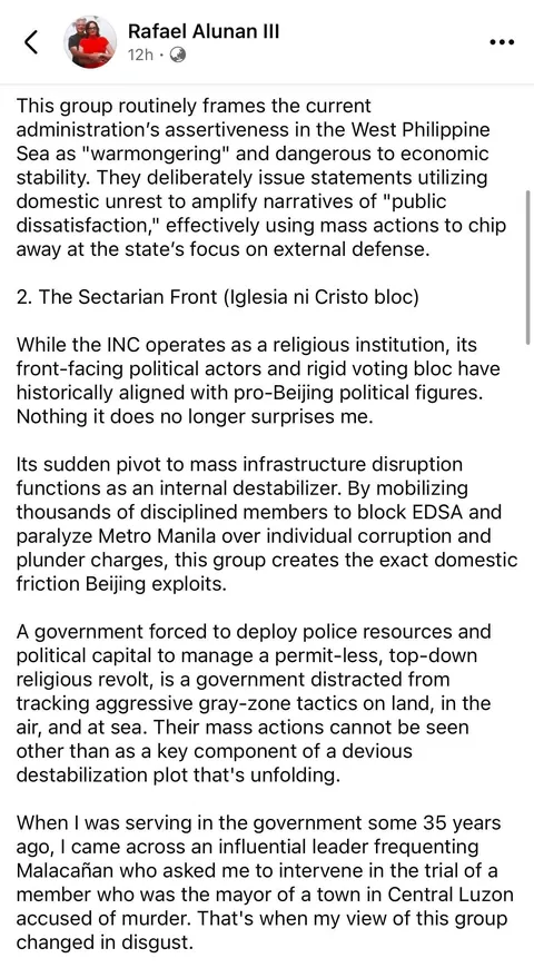 Communist China has been actively destabilizing the current administration with the aid of the DDS, INC, their localized espionage network (ex. the likes of Alice Guo), and their online propaganda network, according to Rafael Alunan III, Former DILG Sec. under President Fidel V. Ramos