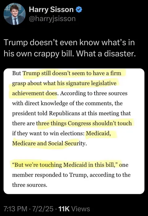 Trump doesn’t even know what’s in his OWN BILL!