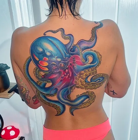 My freshly done octopus back piece, tattooed by Alex in New Testament in Leyland, uk. 