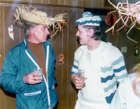 My parents at a Halloween party in 1974. My mom is dressed as Peter Pan and my dad, who can be seen in the last photo, is supposed to be Captain Hook.