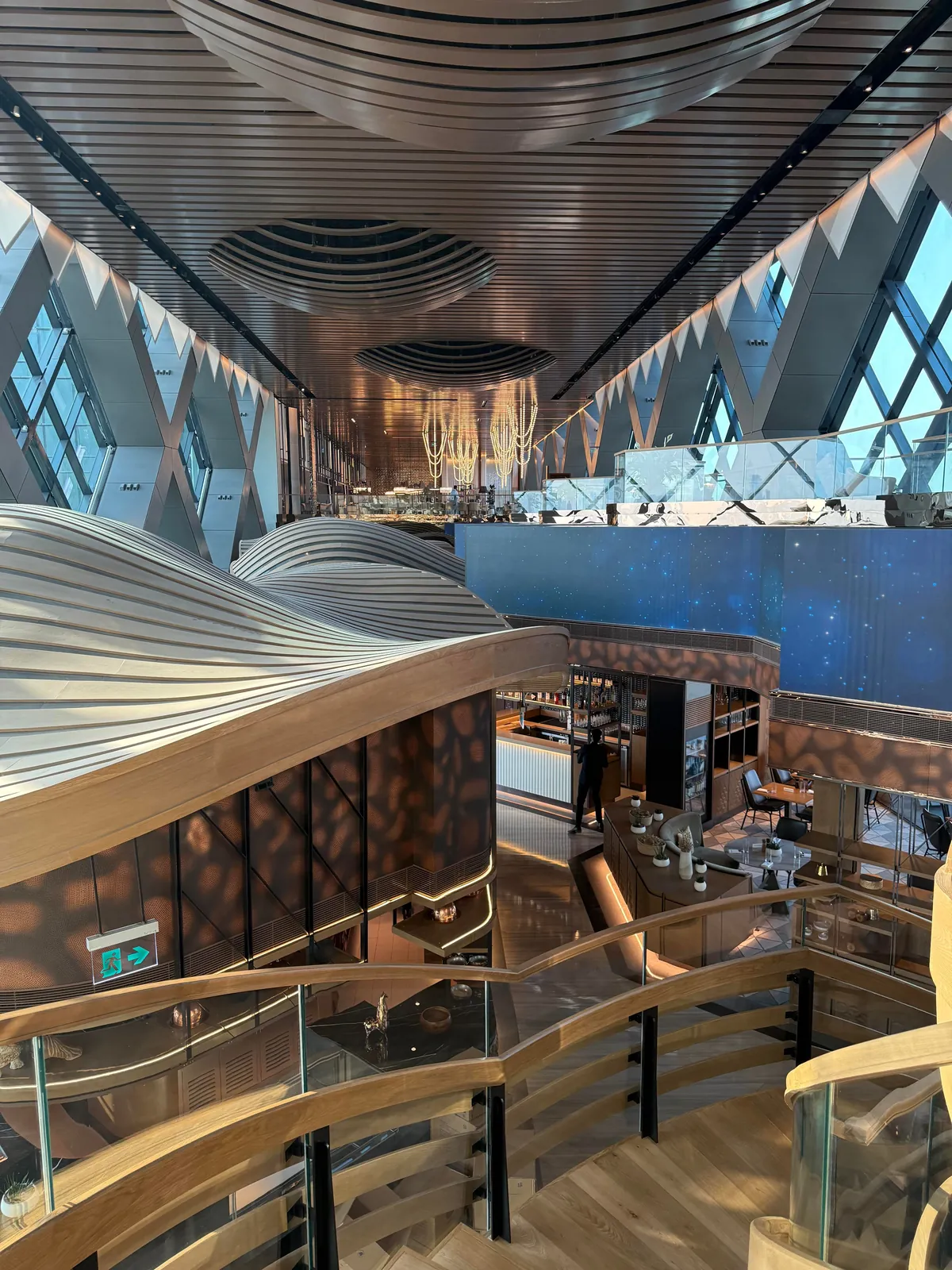A food court suspended between two buildings 24 stories up in Dubai