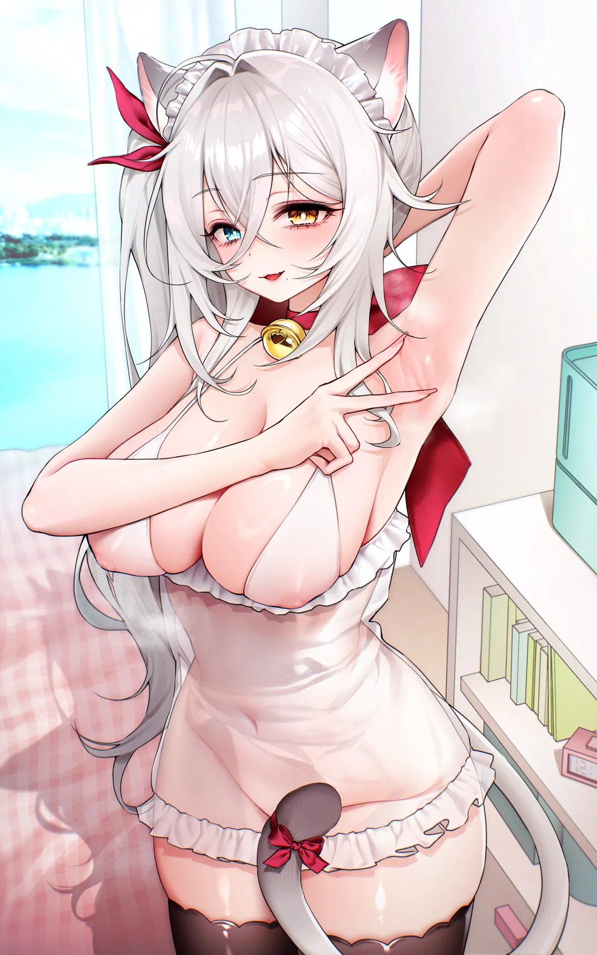 Catgirl spreading her armpit