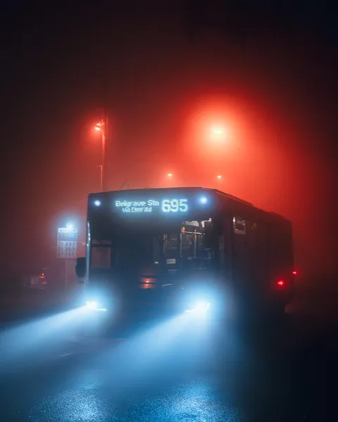 ITAP of a bus in heavy fog