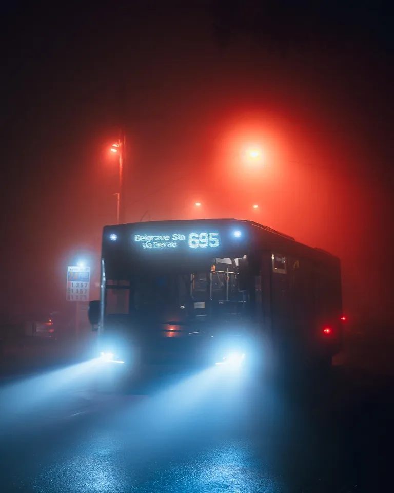 ITAP of a bus in heavy fog