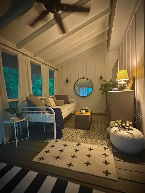 Screened porch in thunderstorm