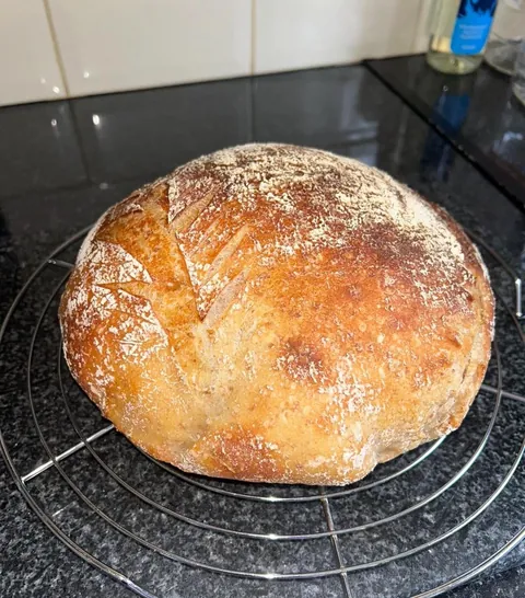 Beef stew and sourdough bread. All [homemade].