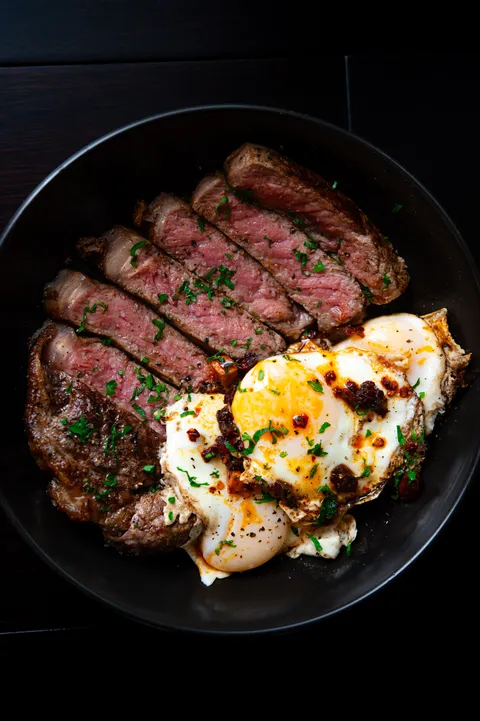 Steak and eggs breakfast