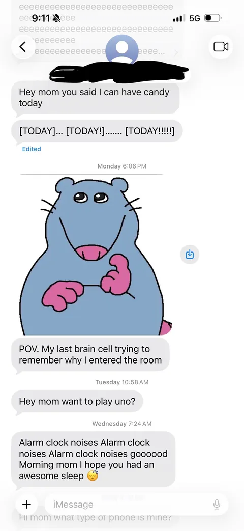 My previously non verbal (until age 6) autistic son can now text me, and he’s quite funny 😂