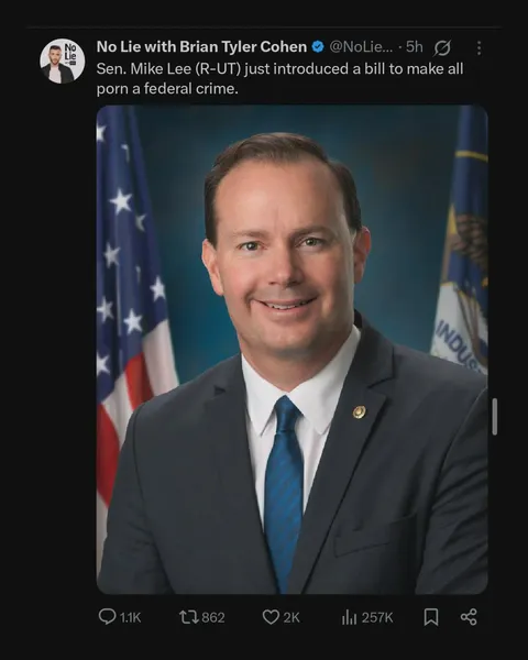 "Sen. Mike Lee (R-UT) just introduced a bill to make all porn a federal crime" -- Welp, time to whip out the ol' Sears catalog. Oh... right...