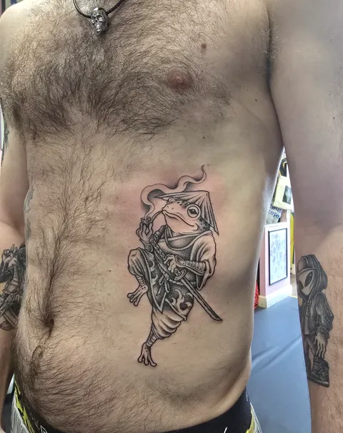 Samurai Frog. By Jamie, old Volt tattoo, Manchester.