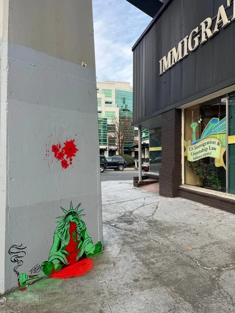 Outside the immigration law firm downtown…