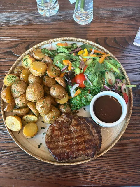 steak with big salad