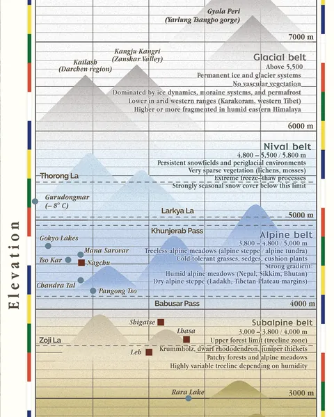 I crafted and printed this 42*92 cm map of the Himalayan range, featuring landuse, human settlements, topography, hydrology and a nice altitude comparative chart! [OC]