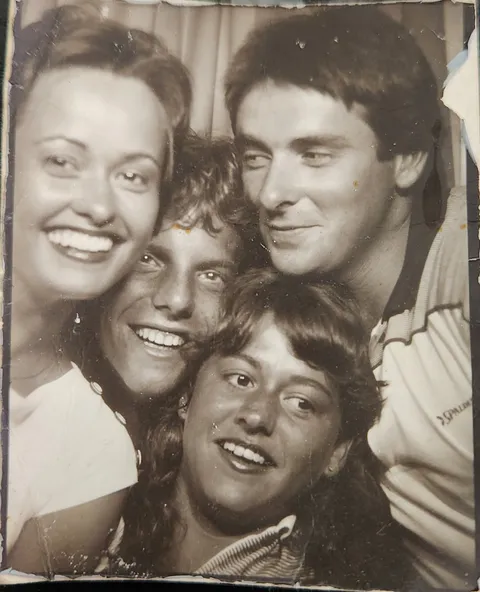 Dad falling in love with mom's megawatt smile circa 1979