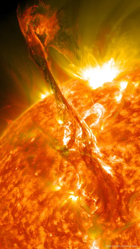 A Solar Filament Erupts Image Credit: NASA's GSFC, SDO AIA Team