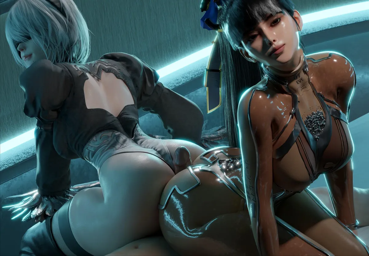 2B and EVE's double buttjob (GretDB) [NIER: AUTOMATA/STELLAR BLADE]