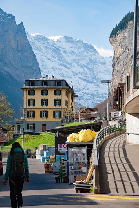 The view towards the Lauterbrunnen Valley just as you leave the station