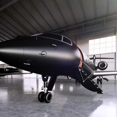 Airplane painted in matte black