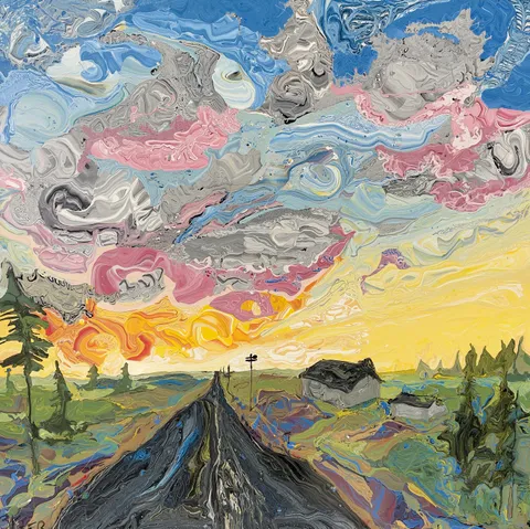 The Sky is Singing, Jon Byrer, oil enamel, 2021