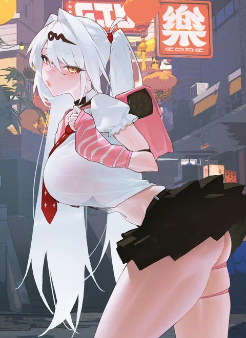 Yixuan in Sunna's too-small school uniform (biguan xiuxing zhong) [Zenless Zone Zero]