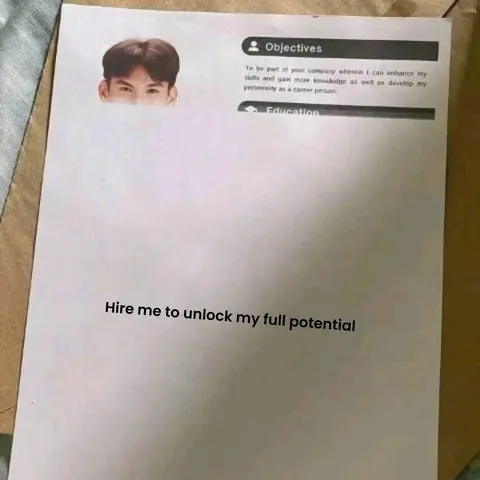 Bro intentionally printed half a resume and wrote: ‘Hire me to unlock full potential.’ Man submitted a demo version of himself.😂