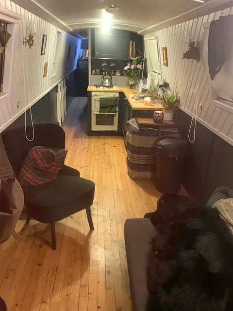 My narrowboat, featuring dog.