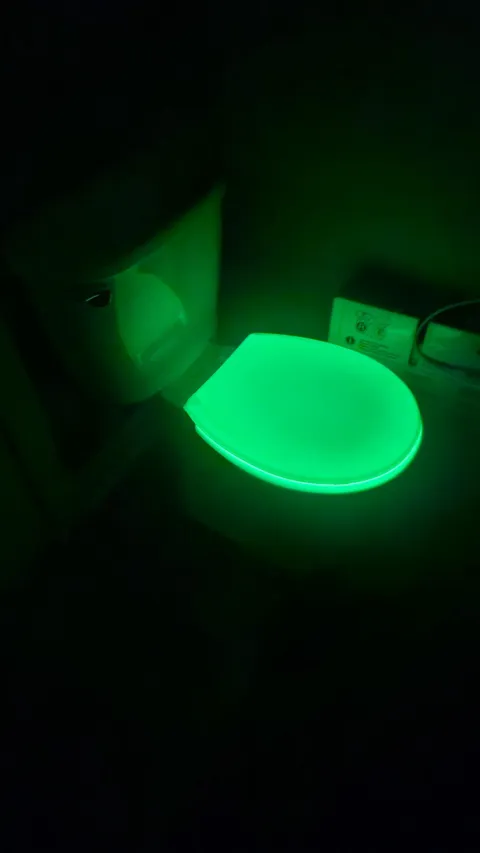 Mom’s new apartment has a glow in the dark toilet.