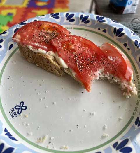 Home grown tomato on homemade bread, so tasty!!!