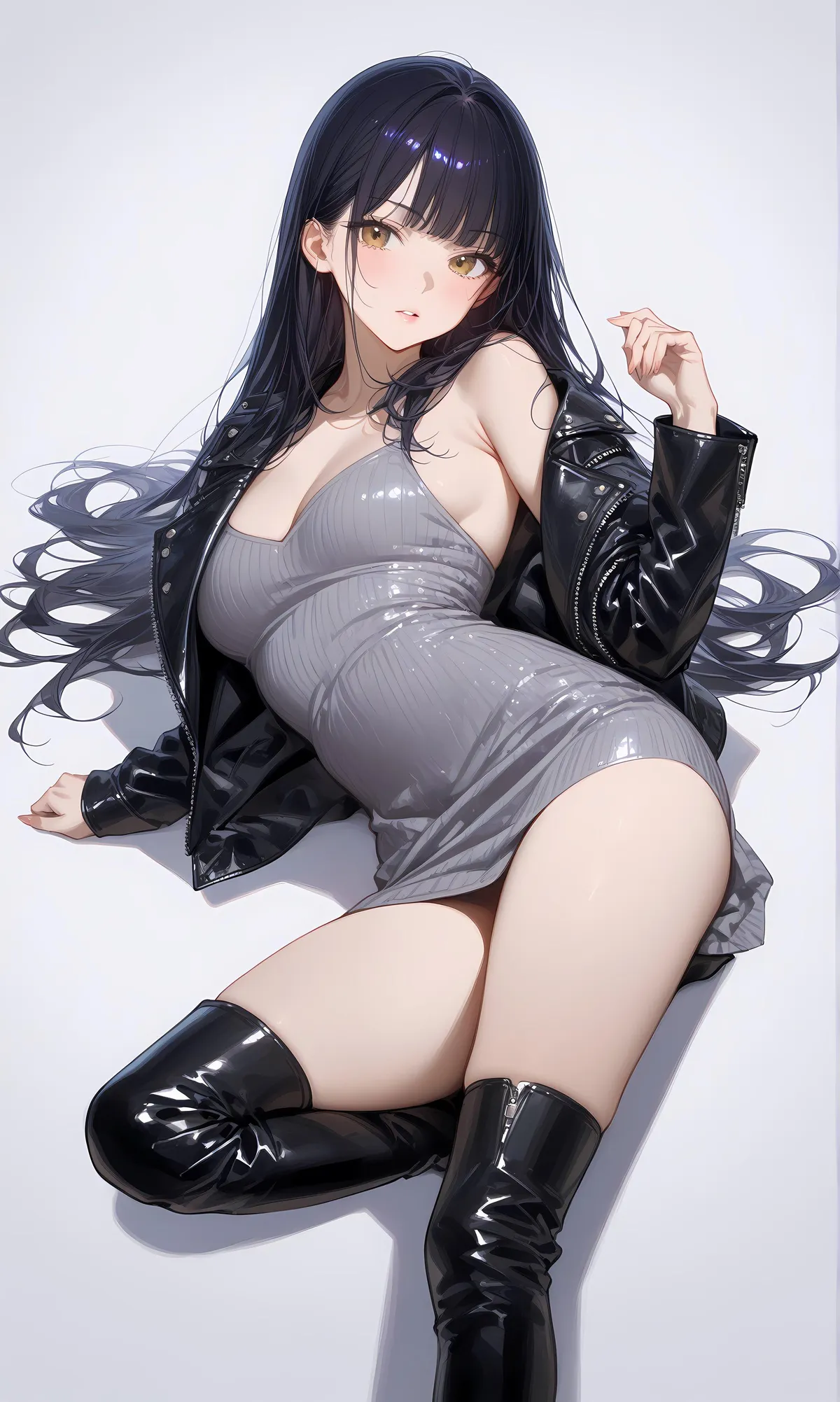 Leather Jacket &amp; Thigh Boots 