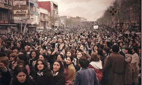 Iranian women come out in droves protesting against the new revolutionary religious government and their mandatory dress codes for women, 1979, Iran