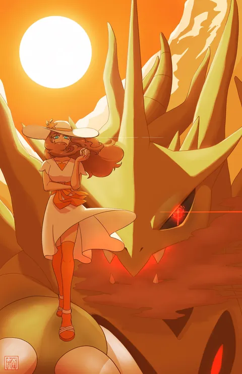 I drew my Ultra Sun character and her ace!