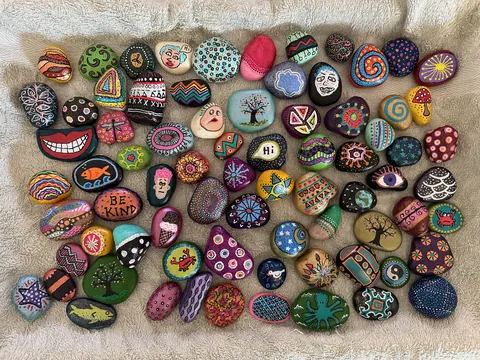 I made 76 painted rocks for the trick or treaters. (but there are 4 that I can't part with)