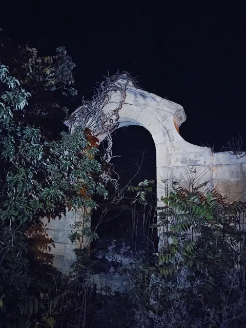 The entrance of an abandoned plague cemetery. 