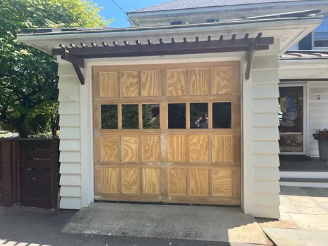 Only took all summer… finally stained my garage door.