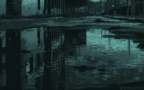 I drew this pixel art scene using 7 colors and called it "Raster drift" [OC]