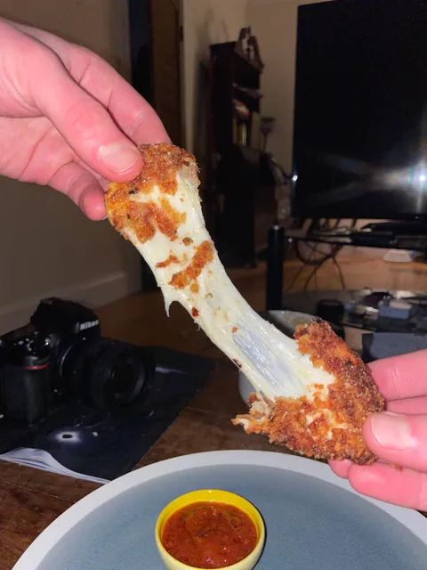 I made [homemade] mozzarella sticks