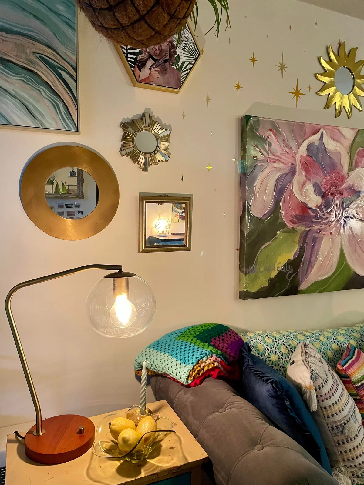 my tiny living room apartment where I can’t paint the walls